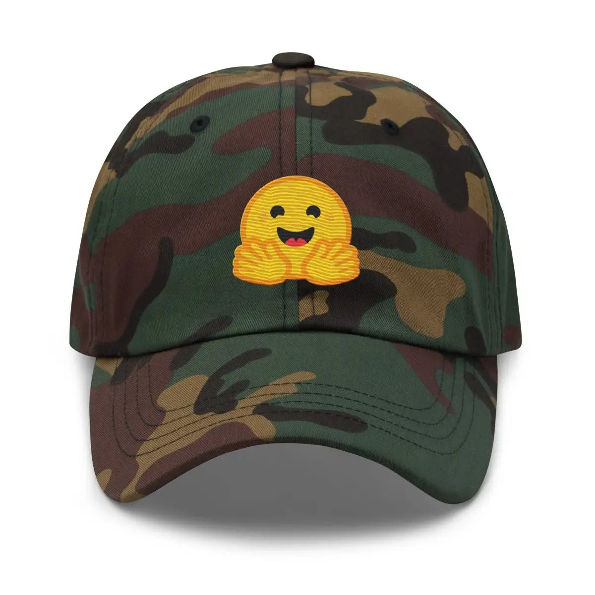 The Hugging Face Cap Green Camo.