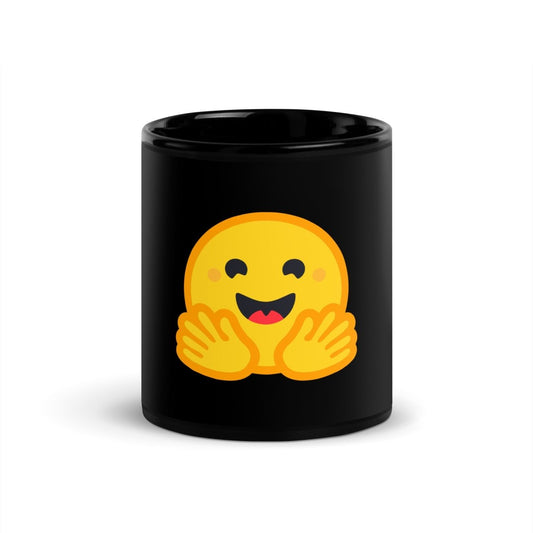 Hugging Face Icon Black Glossy Mug - 11 oz - AI Store