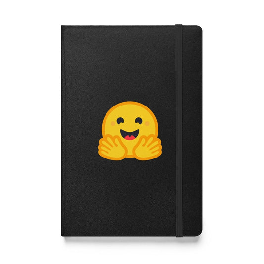 Hugging Face Icon Hardcover Bound Notebook - Black - AI Store