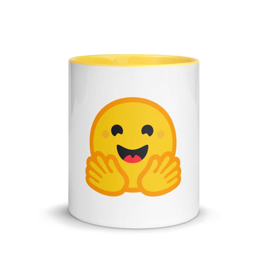 Hugging Face Icon Mug with Color Inside - Yellow - AI Store