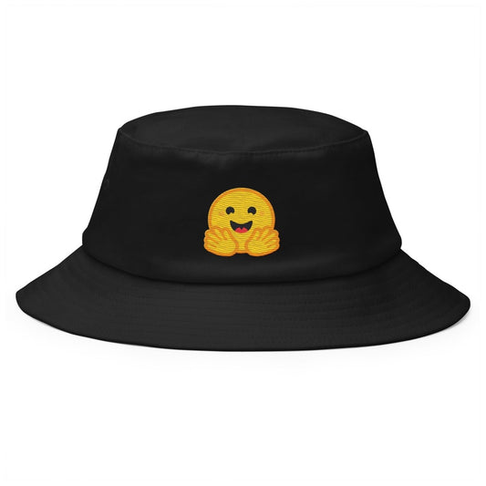 Hugging Face Icon True - Color Embroidered Bucket Hat - Black - AI Store