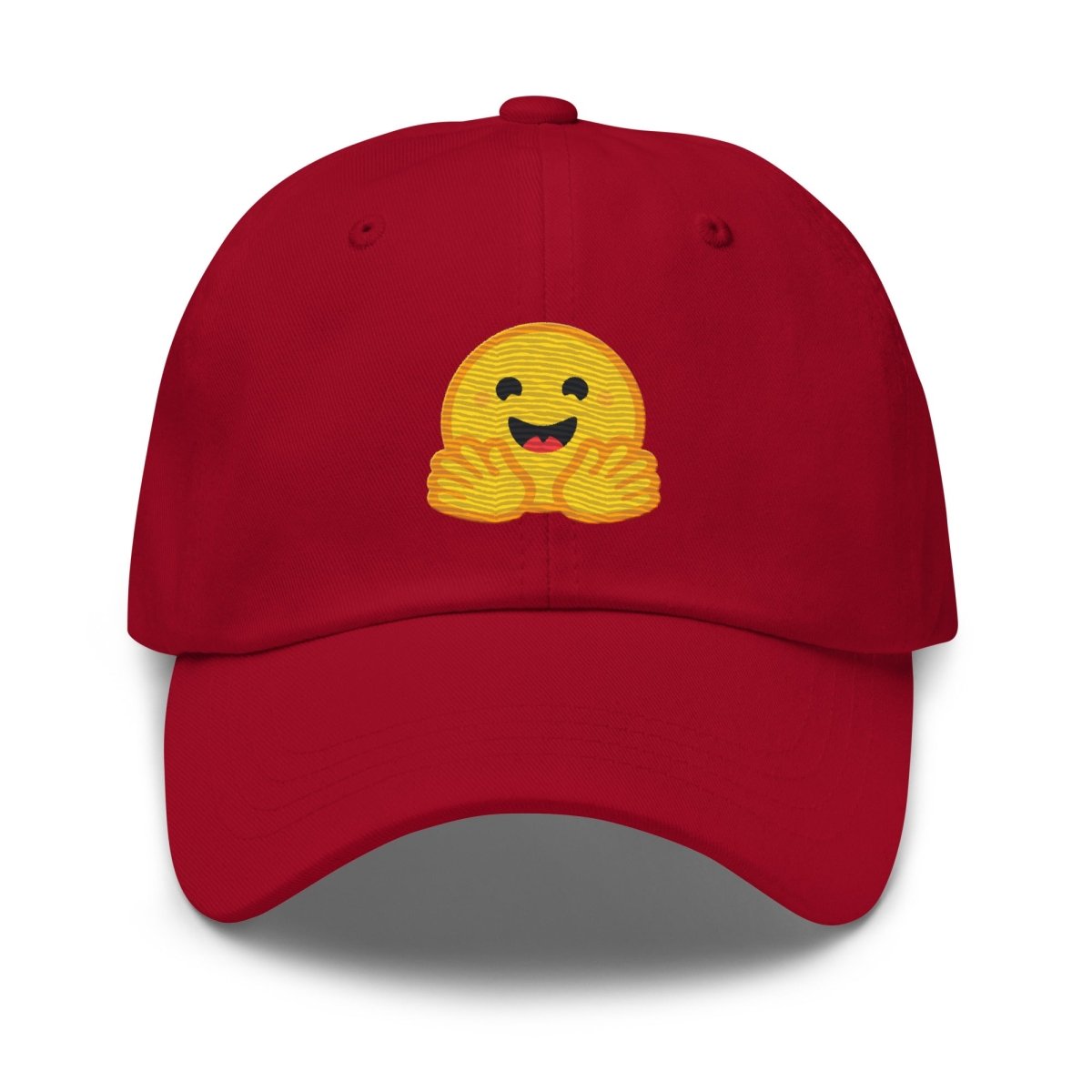 Hugging Face Icon True - Color Embroidered Cap - Cranberry - AI Store