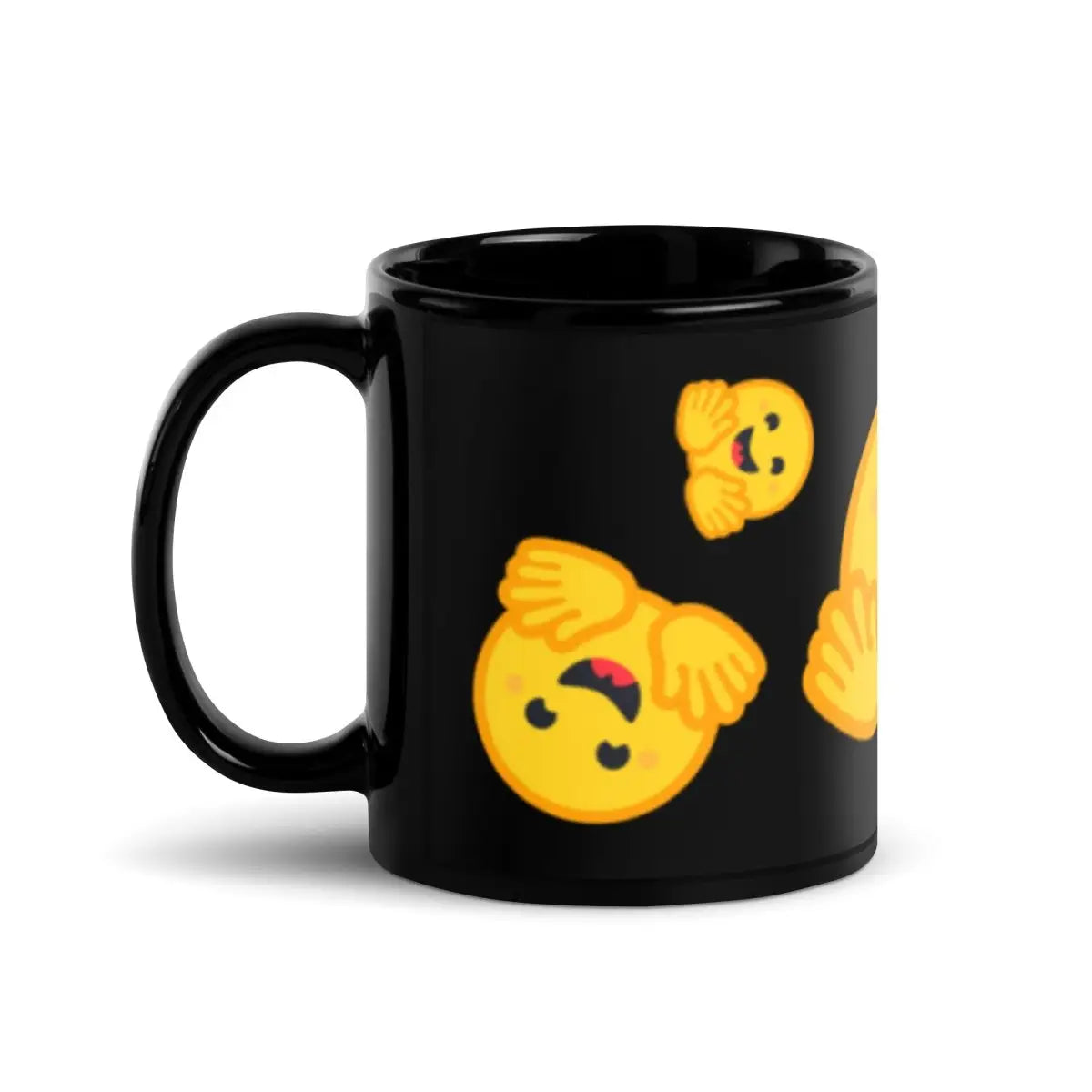 Hugging Face Icons on Black Glossy Mug