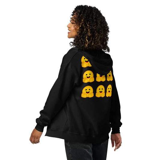 The Hugging Face Icons Zip Hoodie (unisex).