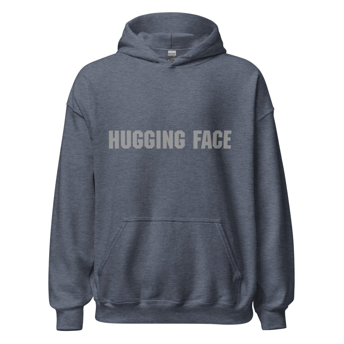 Hugging Face in Gray Hoodie (unisex) - Heather Sport Dark Navy - AI Store