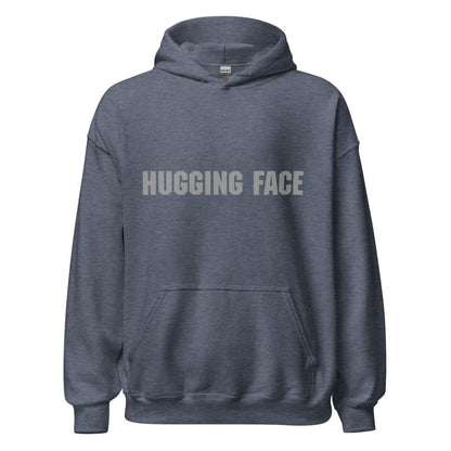 Hugging Face in Gray Hoodie (unisex) - Heather Sport Dark Navy - AI Store