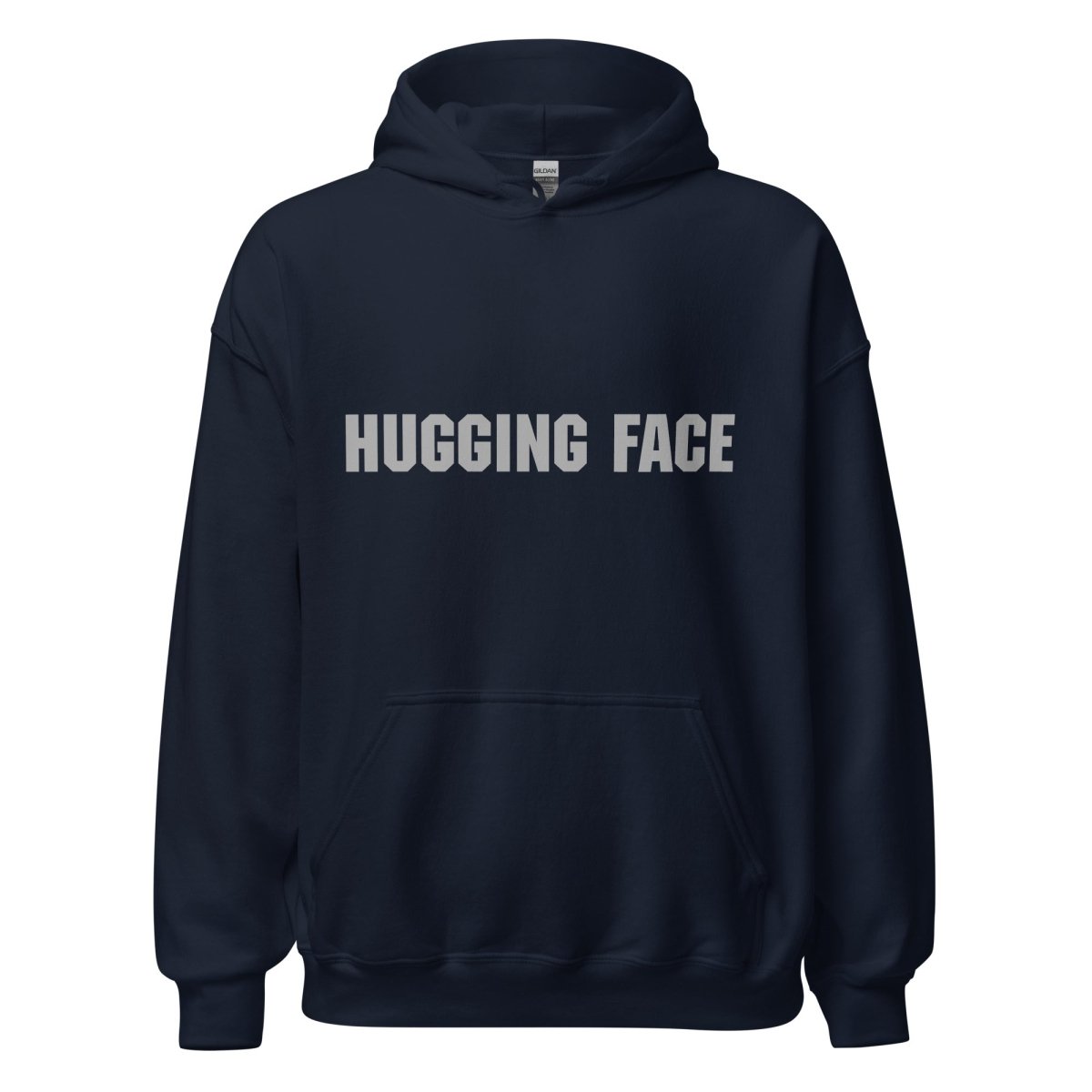 Hugging Face in Gray Hoodie (unisex) - Navy - AI Store