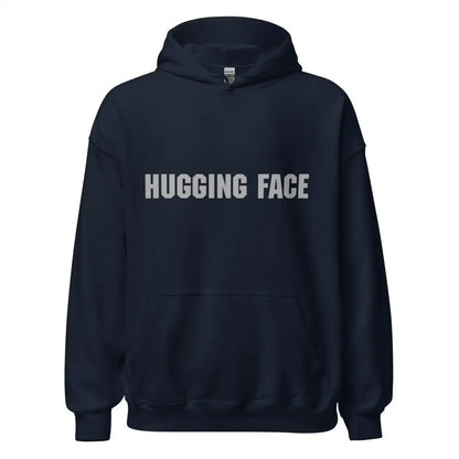 Hugging Face in Gray Hoodie (unisex) - Navy / M