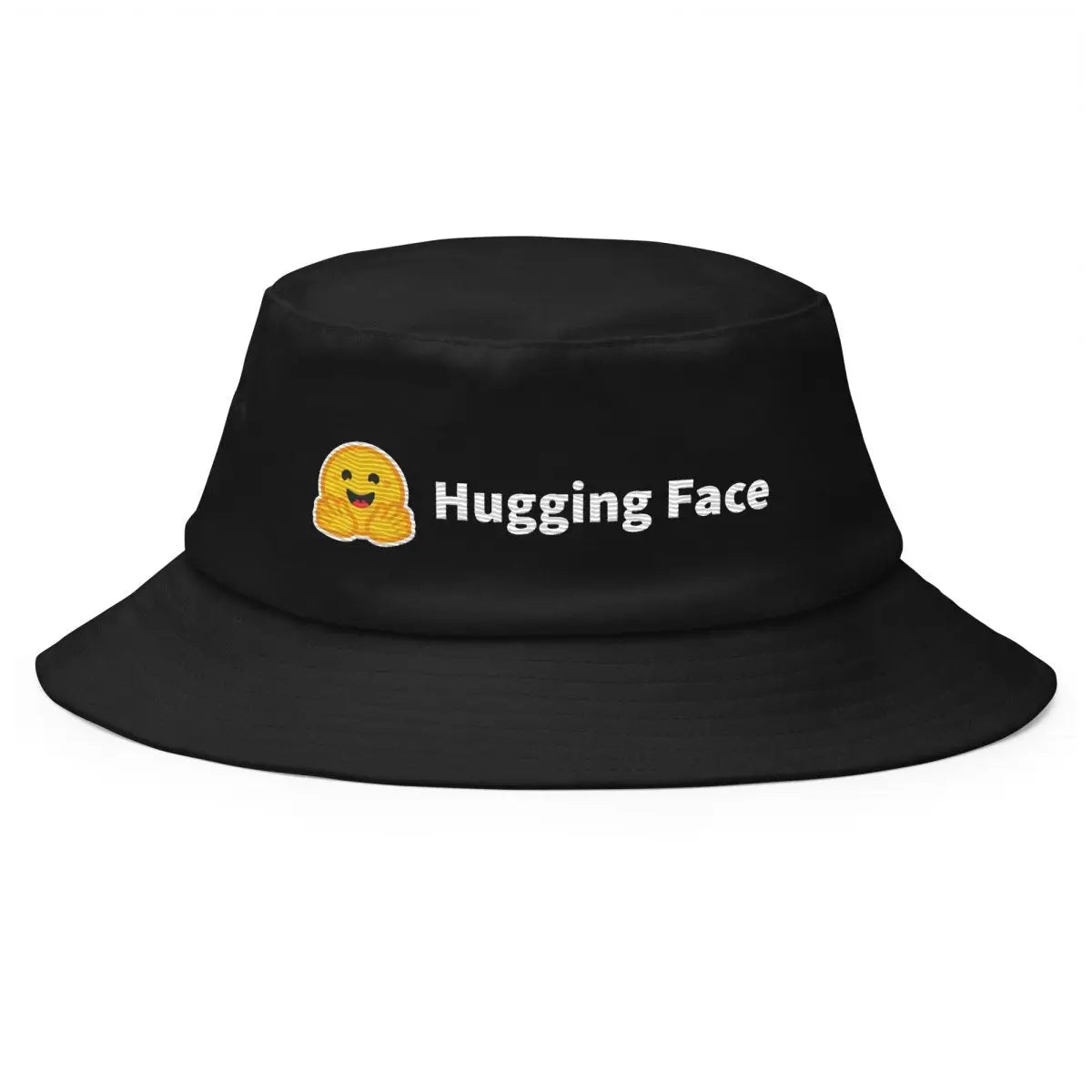 Hugging Face Logo True-Color Embroidered Bucket Hat - Black