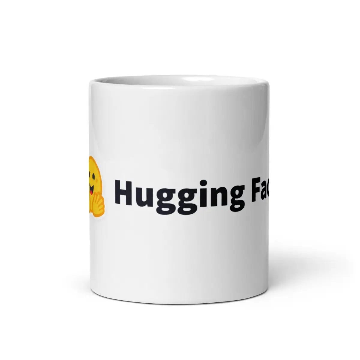 Hugging Face Logo White Glossy Mug - 11 oz