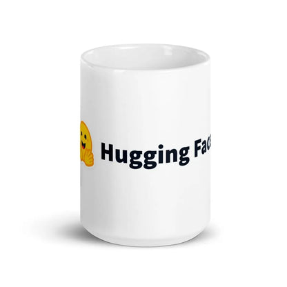 Hugging Face Logo White Glossy Mug - 20 oz