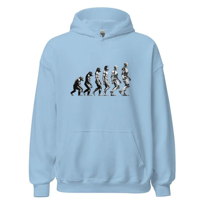 Human Evolution to Robot Hoodie (unisex) - Light Blue / M