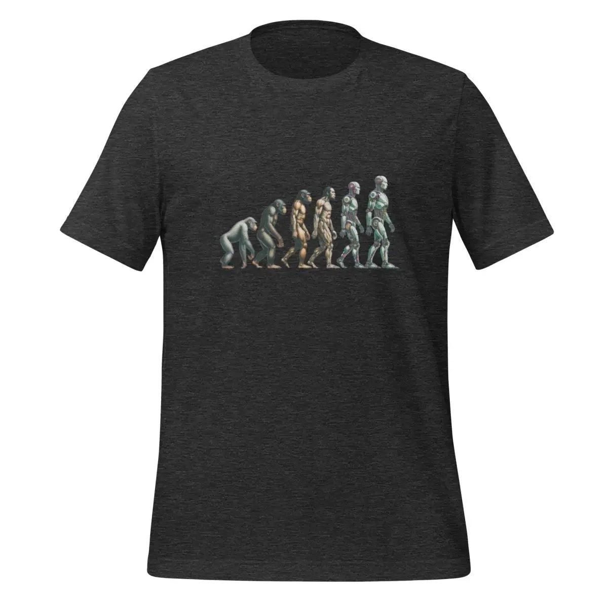 Human Evolution to Robot T-Shirt 2 (unisex) - Dark Grey Heather / M