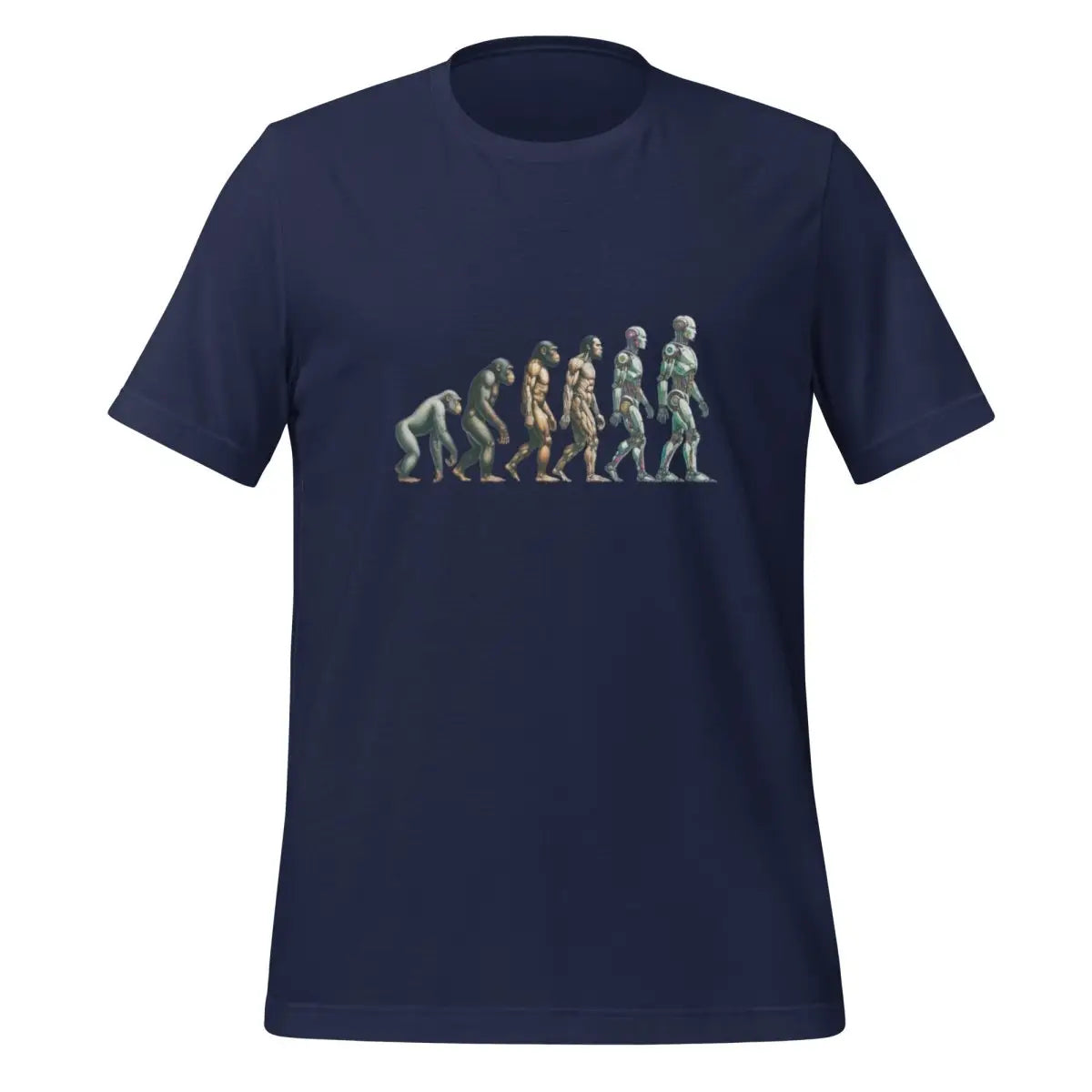 Human Evolution to Robot T-Shirt 2 (unisex) - Navy / M