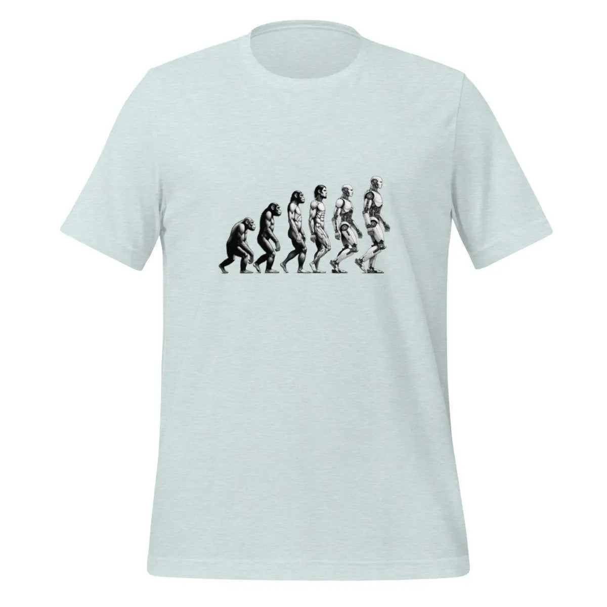 Human Evolution to Robot T-Shirt (unisex) - Heather Prism Ice Blue / M