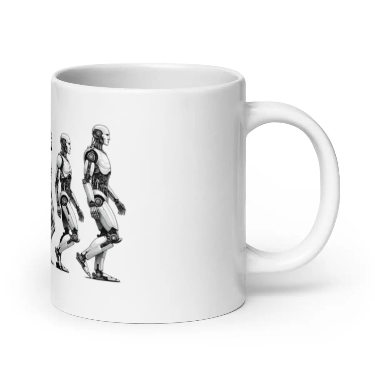 Human Evolution to Robot White Glossy Mug