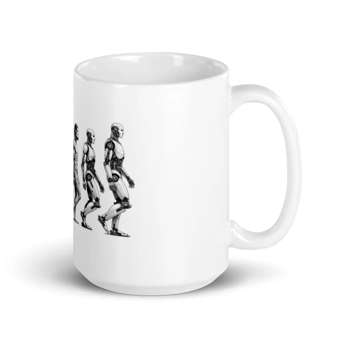 Human Evolution to Robot White Glossy Mug