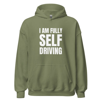 I am Fully Self Driving (Tesla) Hoodie (unisex) - Military Green - AI Store