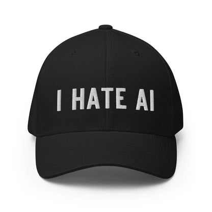 I HATE AI Closed-Back Baseball Cap 2 - Black / S/M