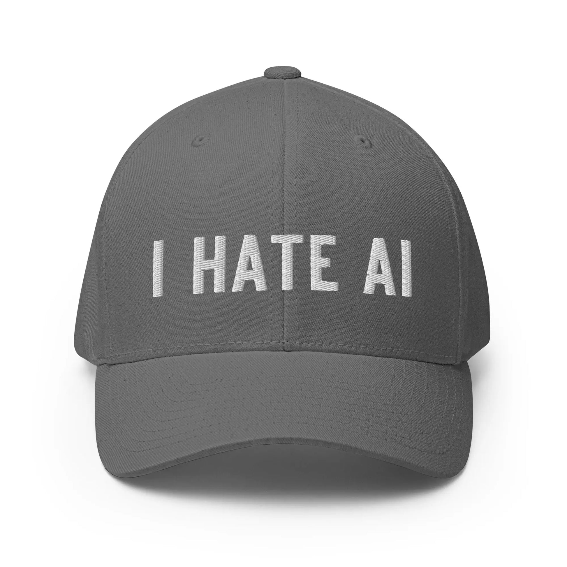 I HATE AI Closed-Back Baseball Cap 2 - Grey / S/M