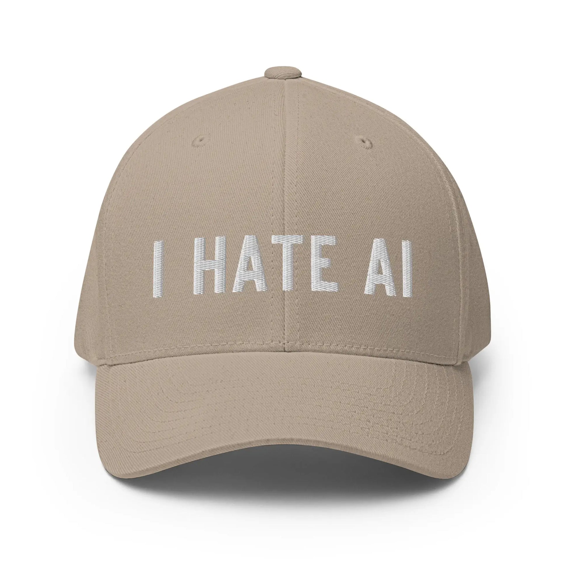 I HATE AI Closed-Back Baseball Cap 2 - Khaki / S/M