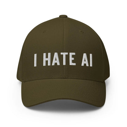 I HATE AI Closed-Back Baseball Cap 2 - Olive / S/M