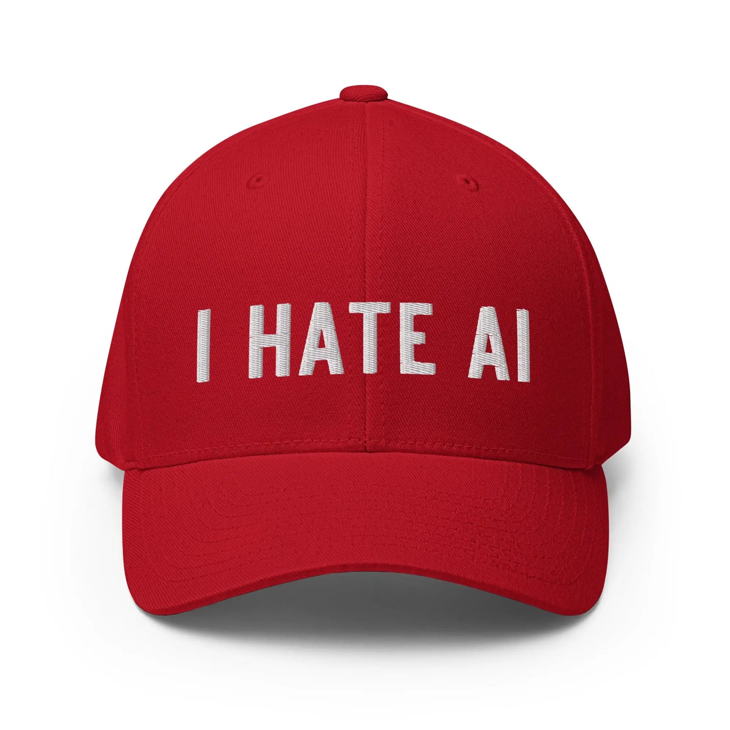 The i Hate Ai Closed-back Baseball Cap 2 Red / S/m.