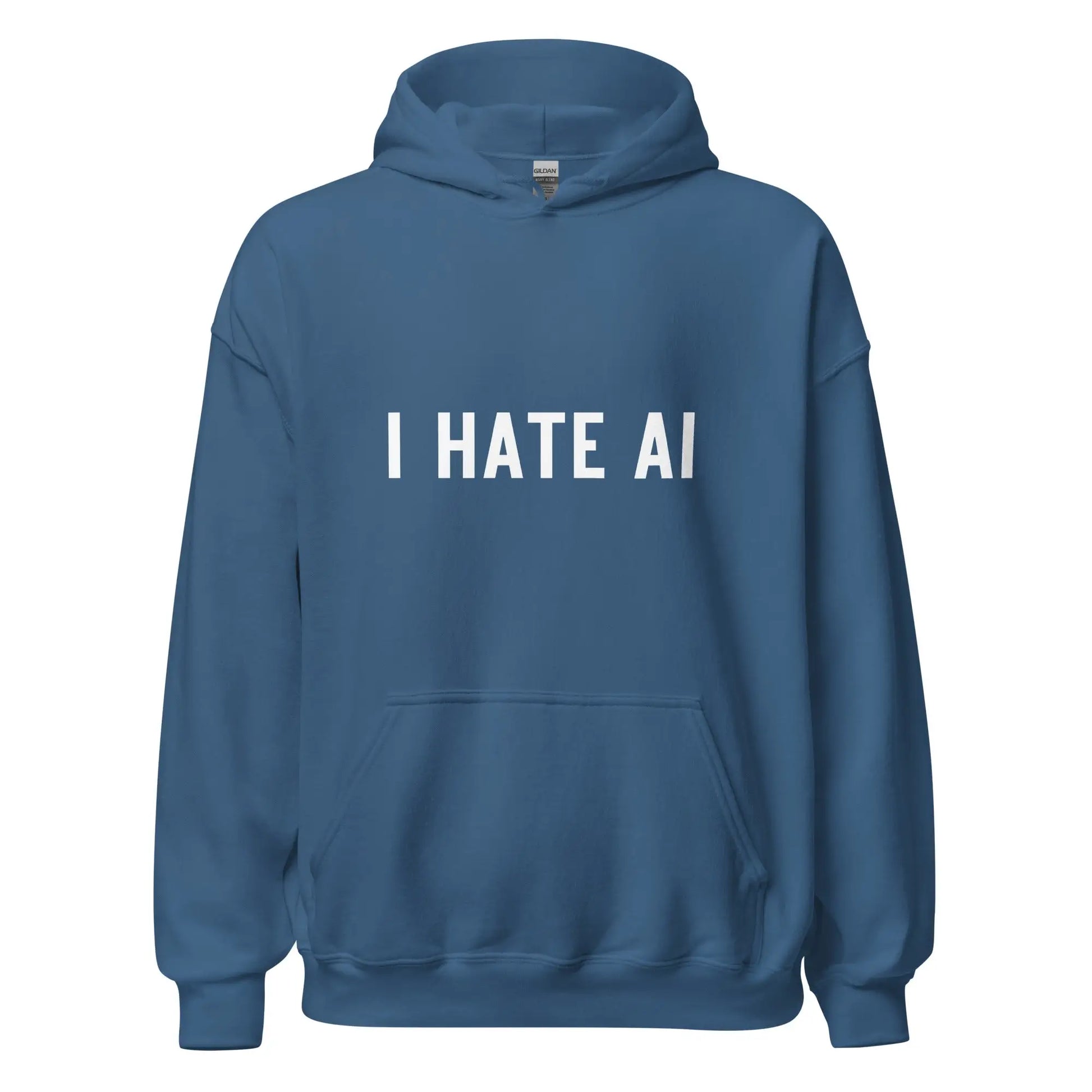 I HATE AI Hoodie 2 (unisex) - Indigo Blue / M