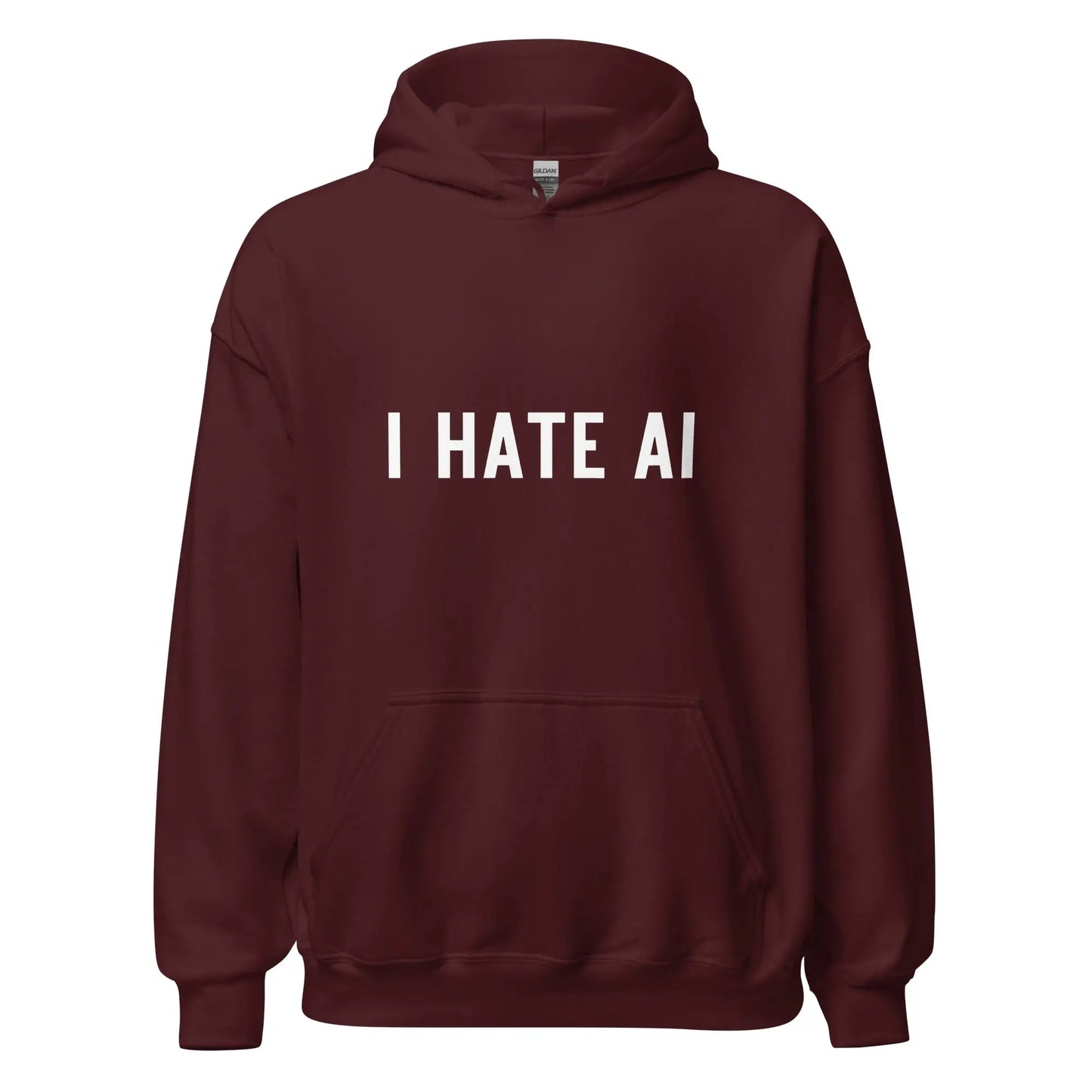 I HATE AI Hoodie 2 (unisex) - Maroon / M