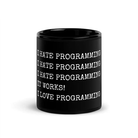 The i Hate Programming Black Glossy Mug 11 Oz.