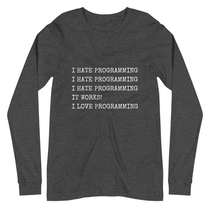 I Hate Programming Long Sleeve T - Shirt (unisex) - Dark Grey Heather - AI Store