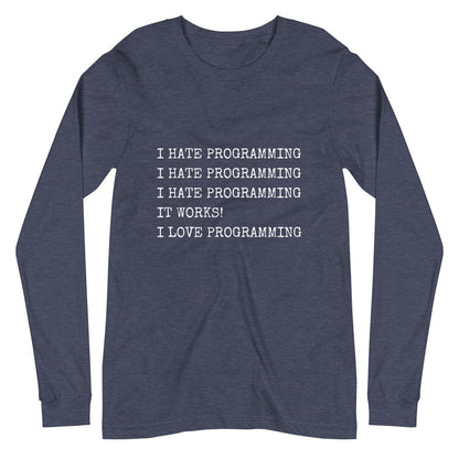 I Hate Programming Long Sleeve T - Shirt (unisex) - Heather Navy - AI Store