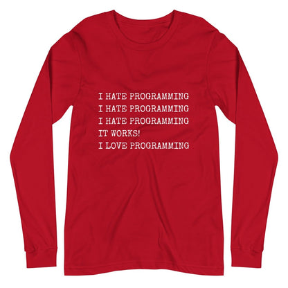 I Hate Programming Long Sleeve T - Shirt (unisex) - Red - AI Store