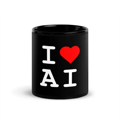 I Heart AI Black Glossy Mug 1 - 11 oz