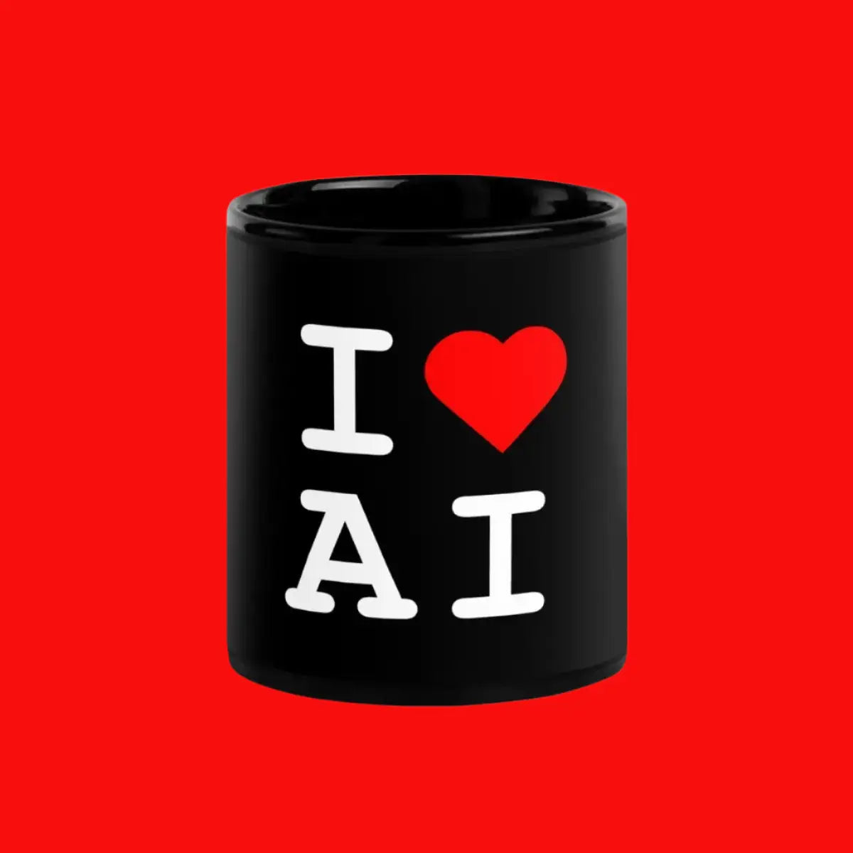 The i Heart Ai Black Glossy Mug 1.