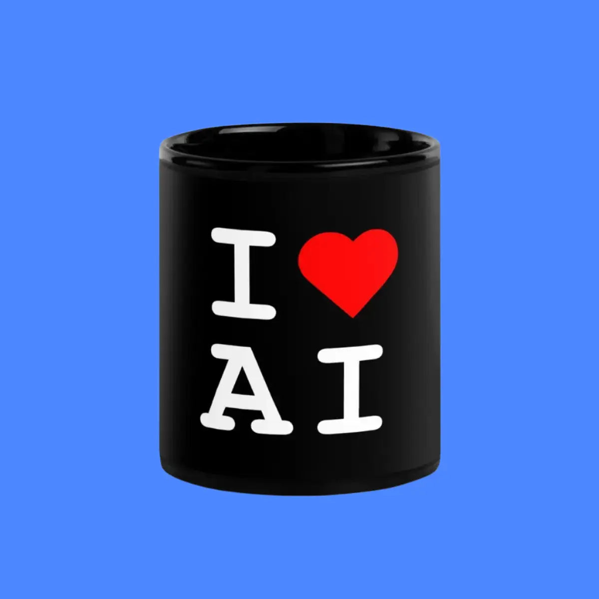 I Heart AI Black Glossy Mug 1