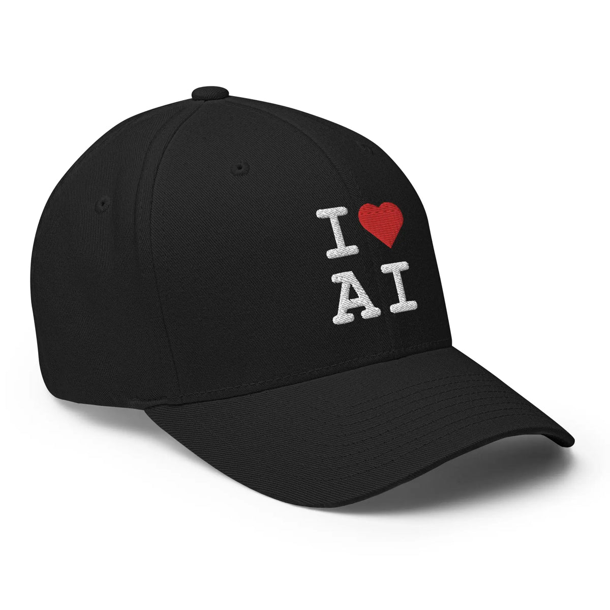 I Heart AI Embroidered Closed-Back Baseball Cap 1