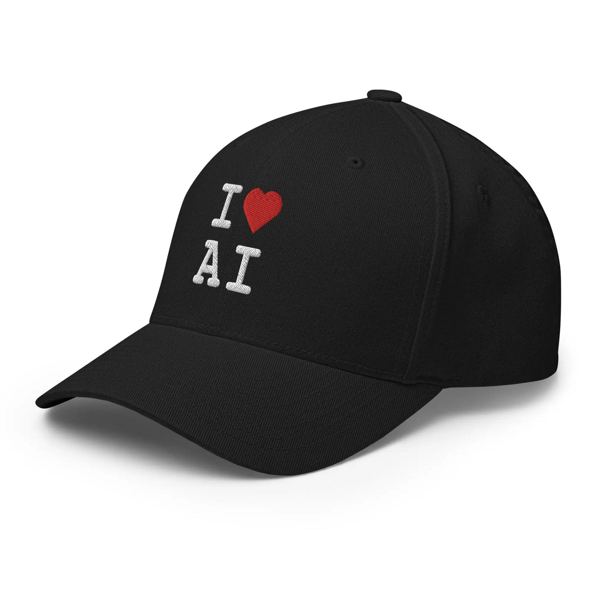 I Heart AI Embroidered Closed-Back Baseball Cap 1