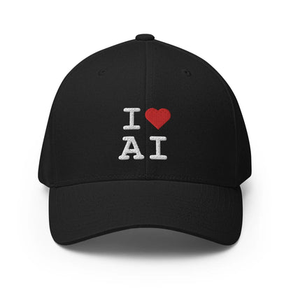 I Heart AI Embroidered Closed-Back Baseball Cap 1 - Black / S/M