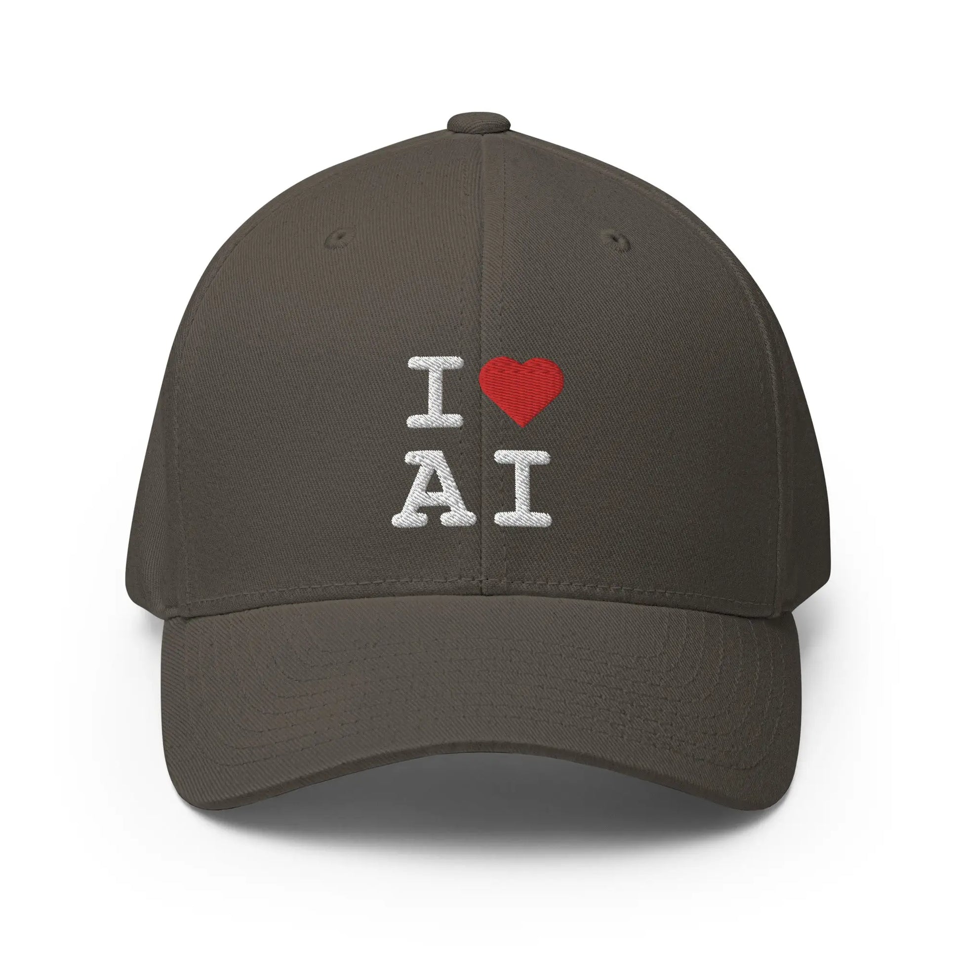 I Heart AI Embroidered Closed-Back Baseball Cap 1 - Dark Grey / S/M