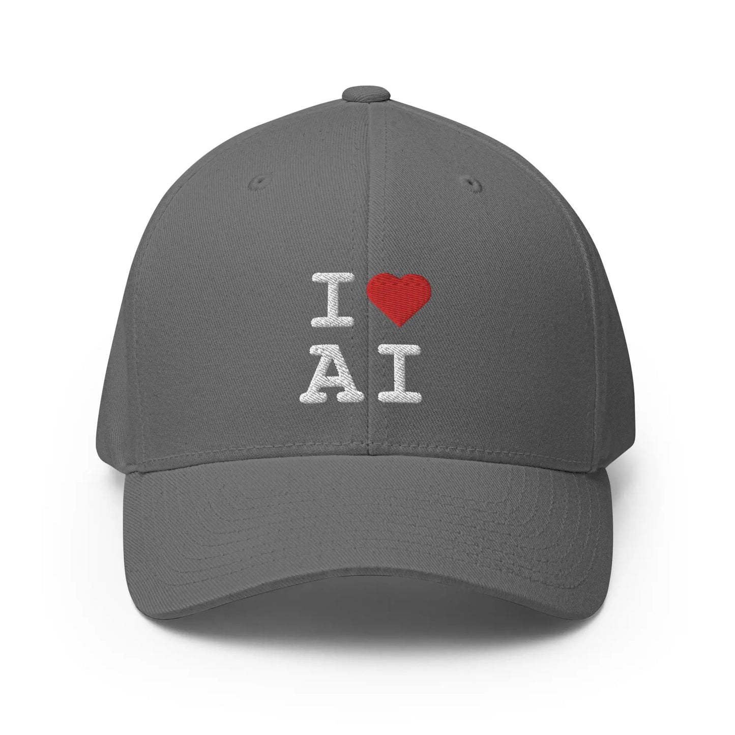 I Heart AI Embroidered Closed-Back Baseball Cap 1 - Grey / S/M