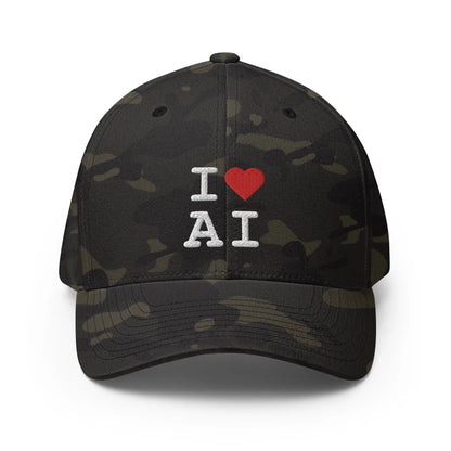 I Heart AI Embroidered Closed-Back Baseball Cap 1 - Multicam Black / S/M