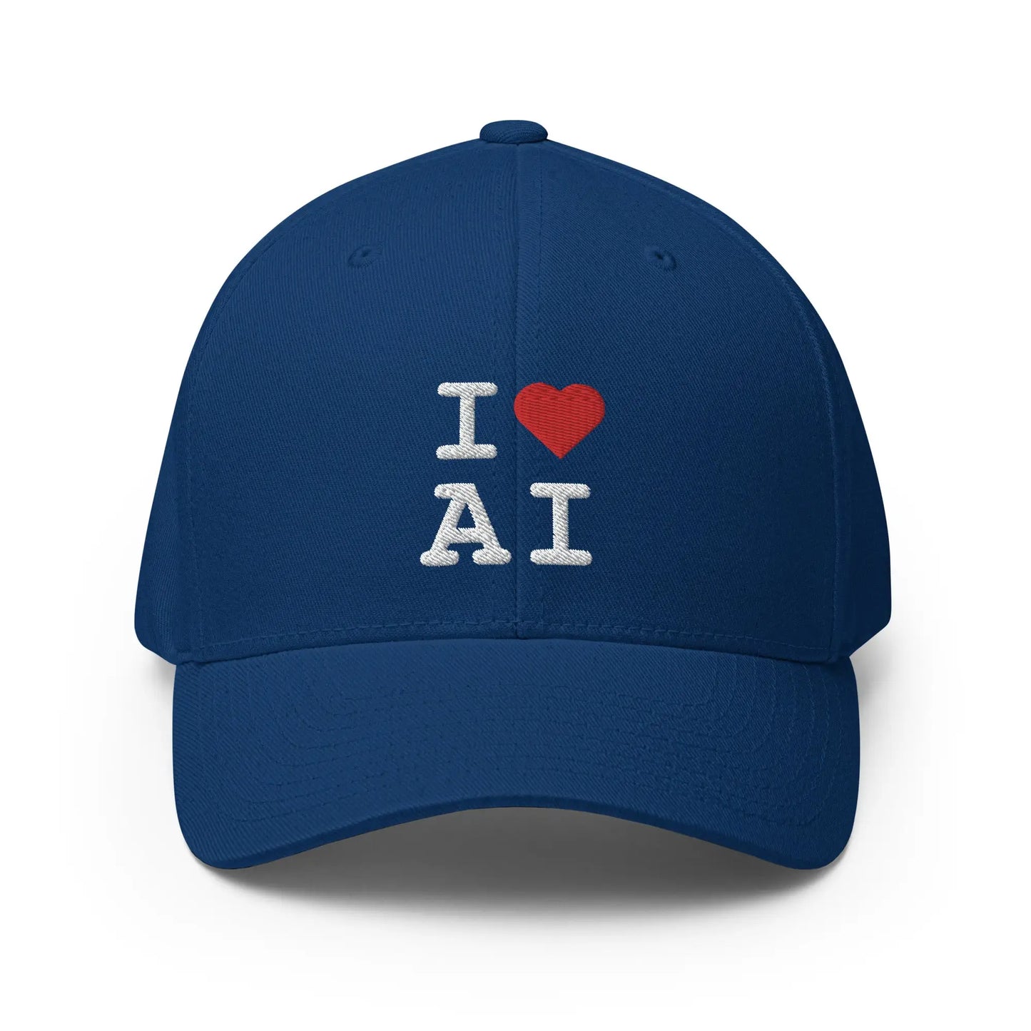 I Heart AI Embroidered Closed-Back Baseball Cap 1 - Royal Blue / S/M