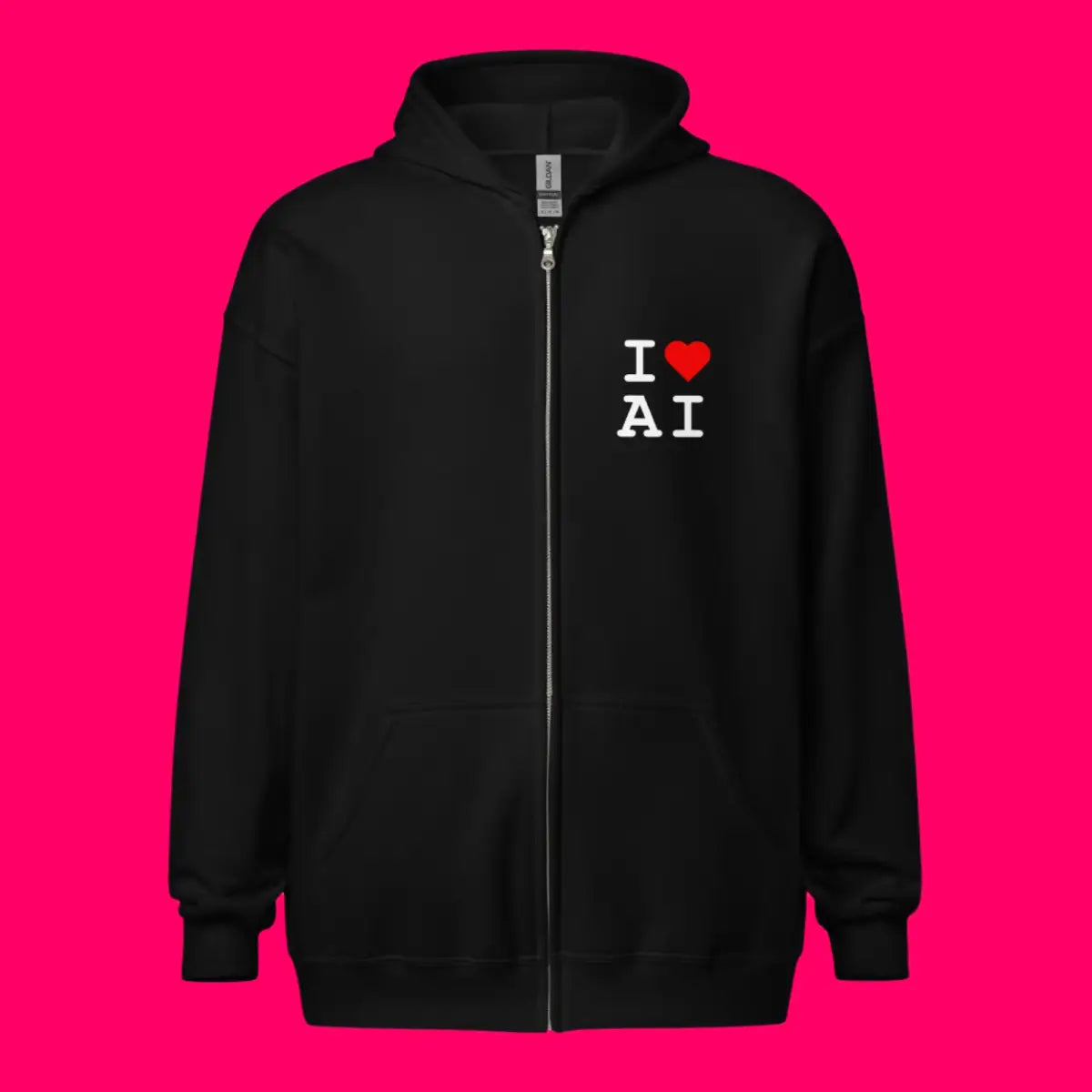 I Heart AI Front and Back Zip Hoodie (unisex)