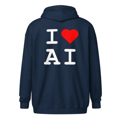 I Heart AI Front and Back Zip Hoodie (unisex)