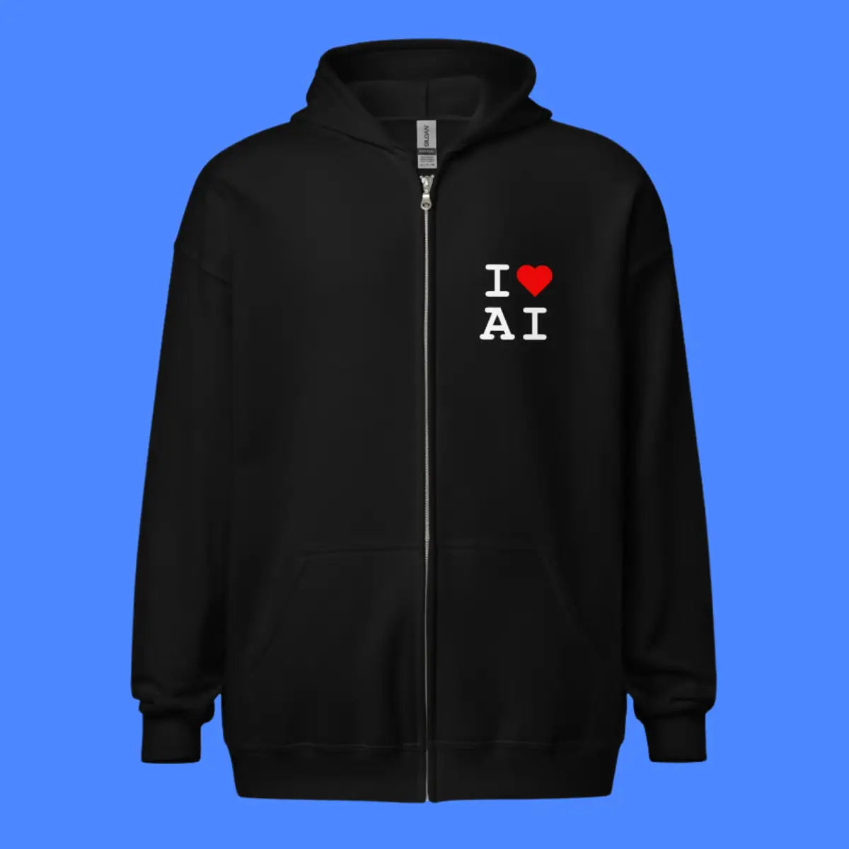 I Heart AI Front and Back Zip Hoodie (unisex)