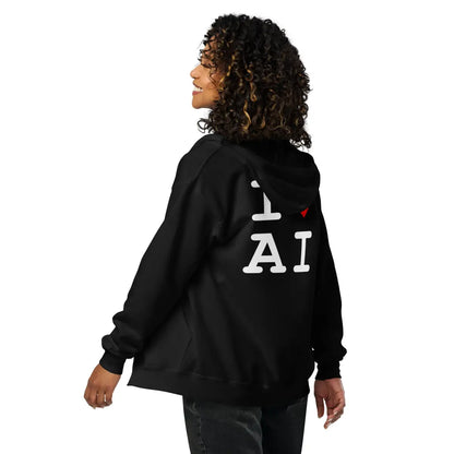 I Heart AI Front and Back Zip Hoodie (unisex)