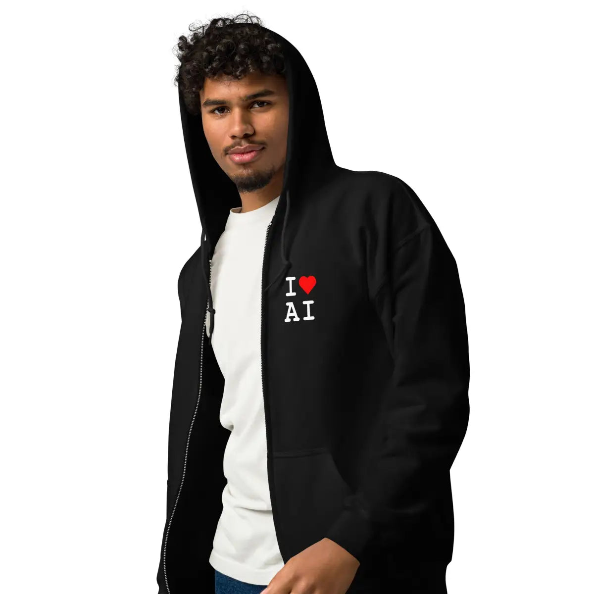 I Heart AI Front and Back Zip Hoodie (unisex)