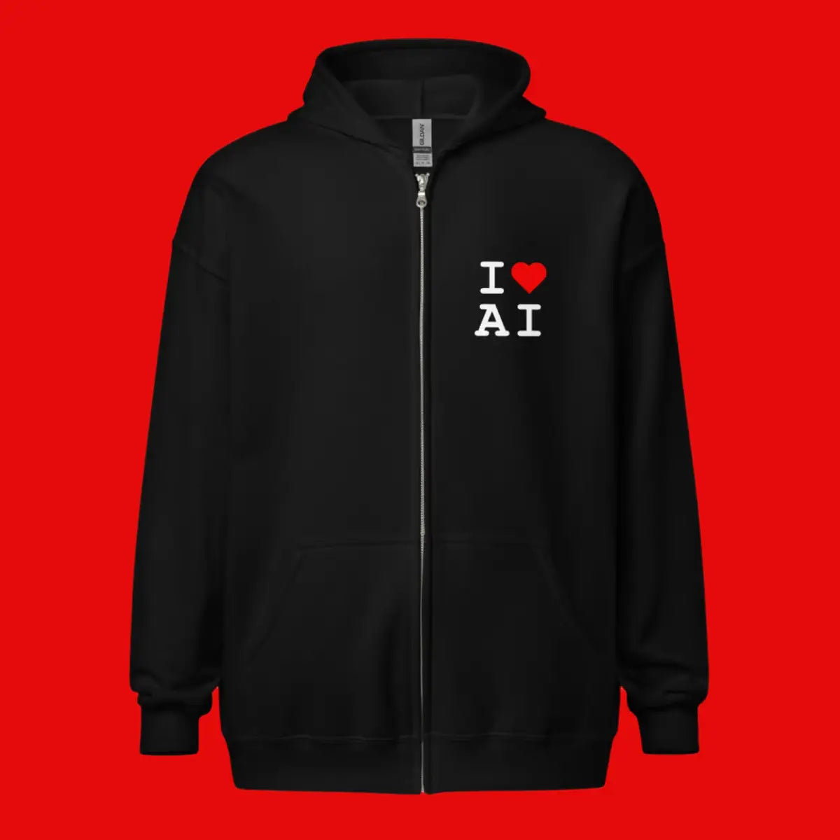 I Heart AI Front and Back Zip Hoodie (unisex)