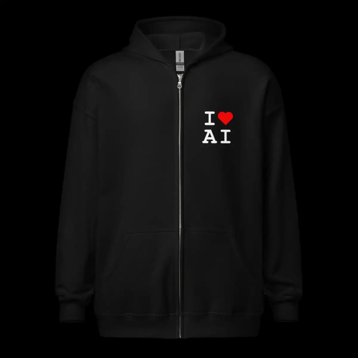 I Heart AI Front and Back Zip Hoodie (unisex)